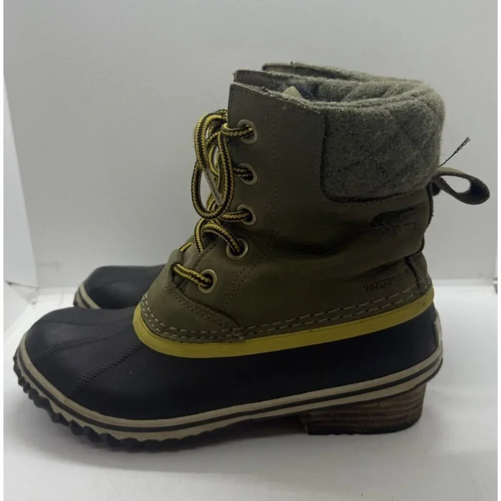 Sorel Slimpack Lace II Womens 6.5 Peat Moss Waterproof Winter Boots NL2348-213